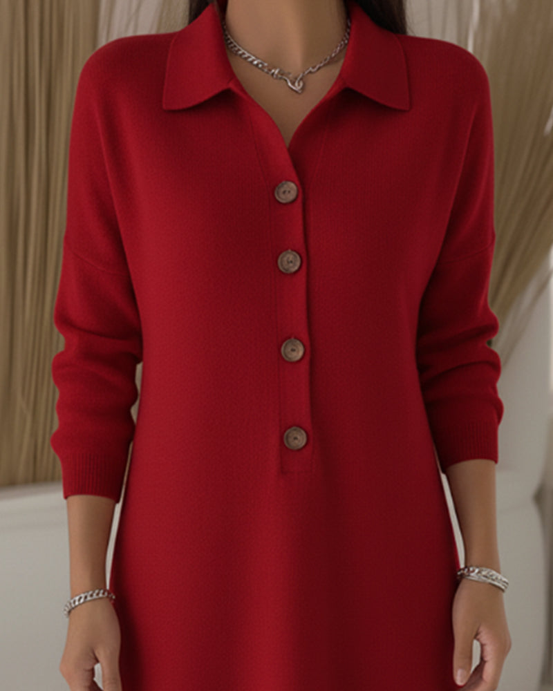 Fashionable Button-Down Lapel Dress