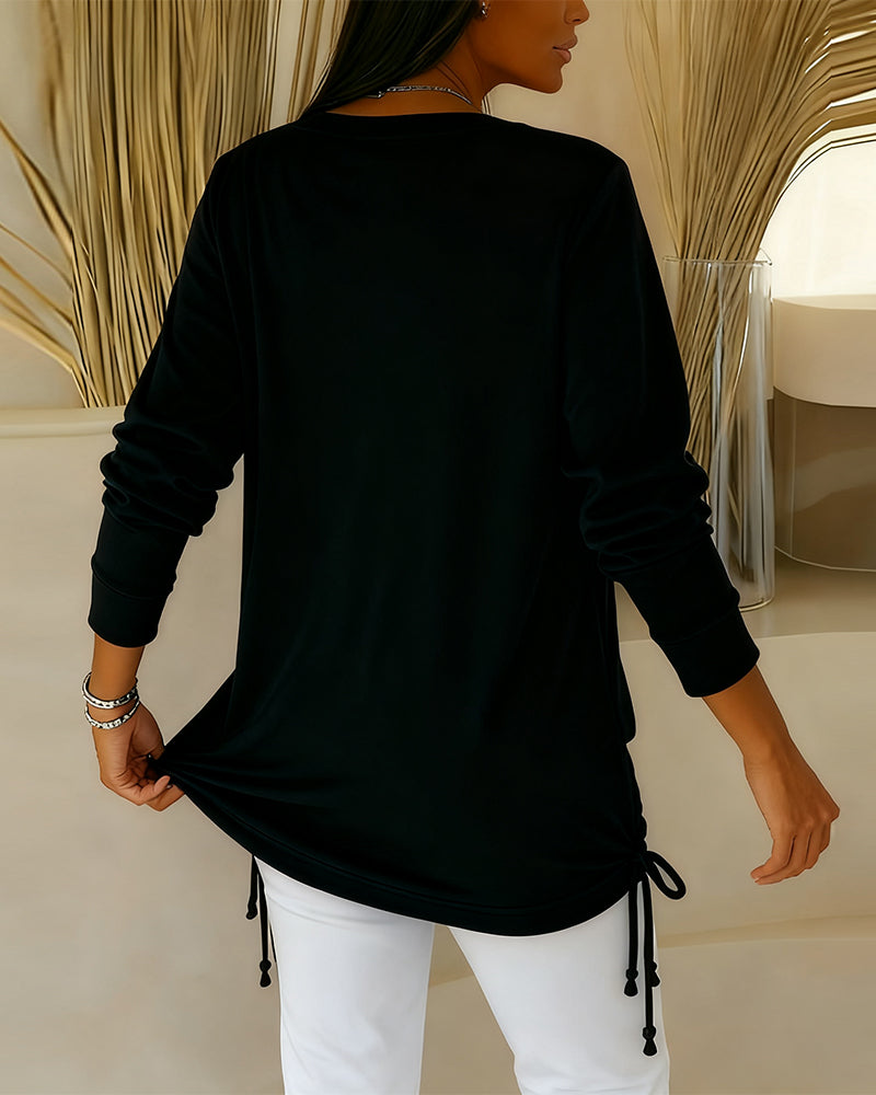 Sequin Contrast Color Faux Two-Piece Top