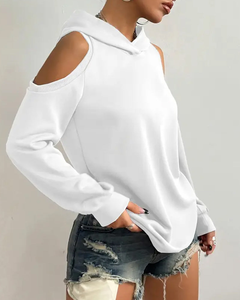 Off-The-Shoulder Hooded Sweatshirt