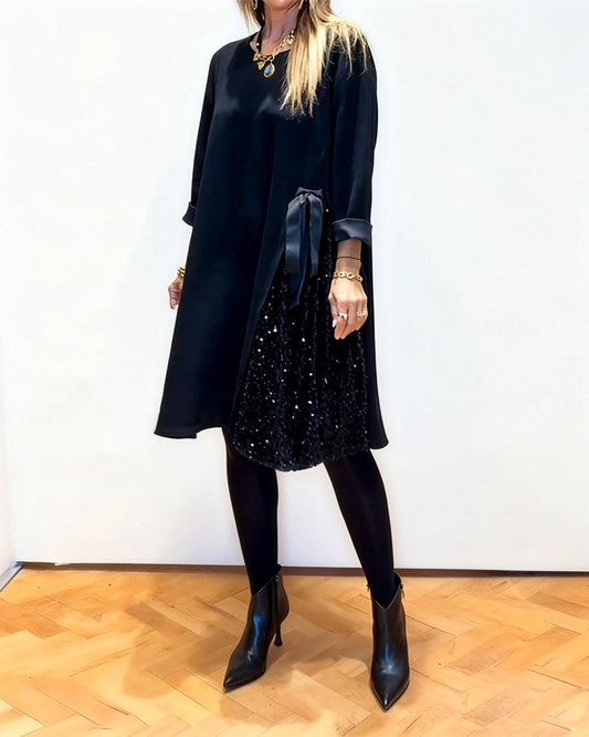 Stylish Patchwork Round Neck Dress