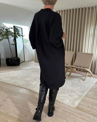 Shift dress with pocket and V-neck