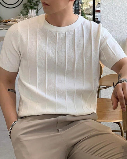 Men's Crew Neck Short Sleeve Breathable Knitted T-Shirt