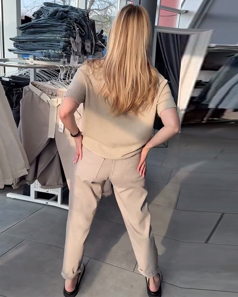 Solid Color Casual Straight Pants