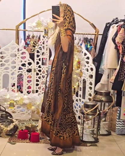 Batwing Sleeve Leopard Print Coat