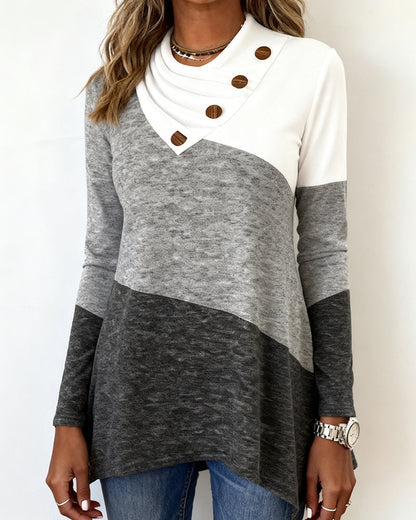 Contrast Color Fashionable Patchwork Top
