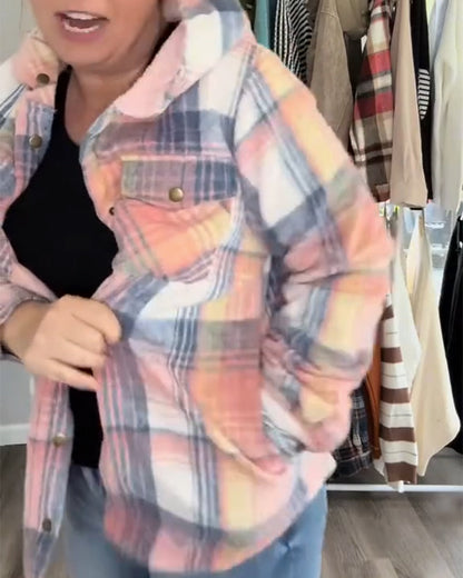 Plaid Hooded Woolen Coat