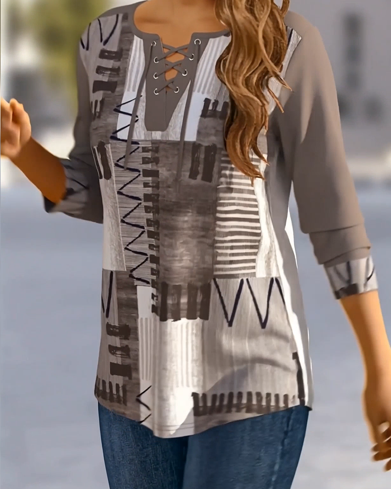 Stylish Criss-Cross Strap Plaid Print Top