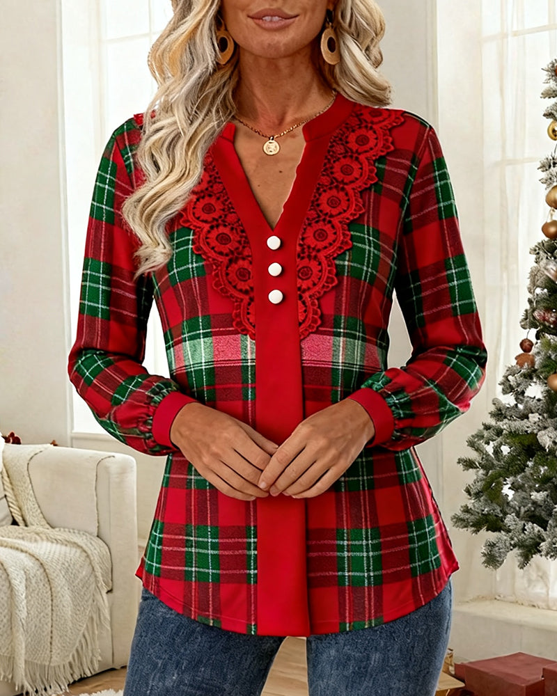 V-Neck Lantern Sleeve Top