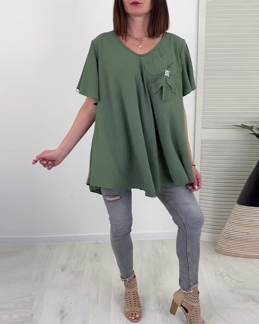 Loose V-Neck Blouse