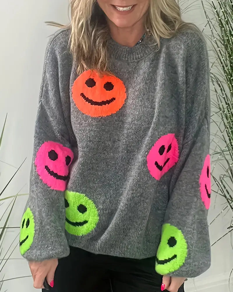 Smiley Face Crew Neck Jumper