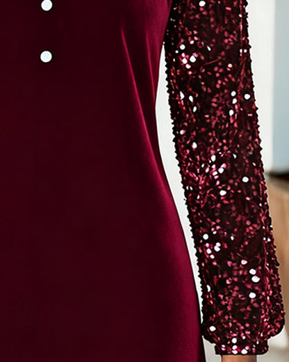 Sequined Velvet Patchwork Dress