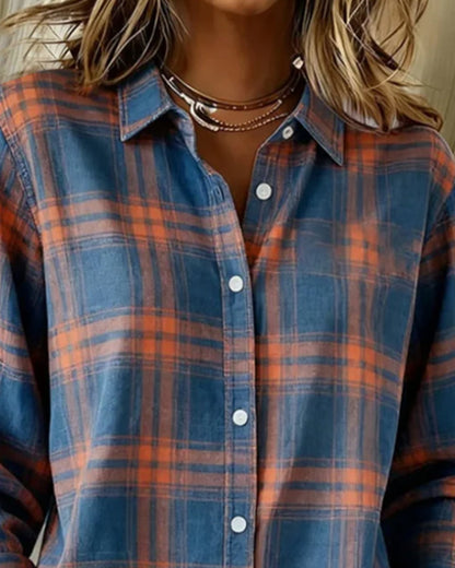 Plaid Fleece-Lined Long-Sleeved Shirt