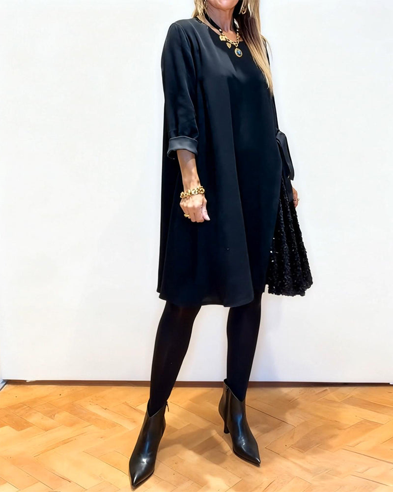 Stylish Patchwork Round Neck Dress