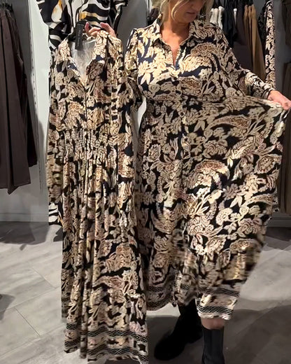 Lapel Print Fashion Dress