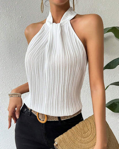 Sleeveless Halter Tank Top